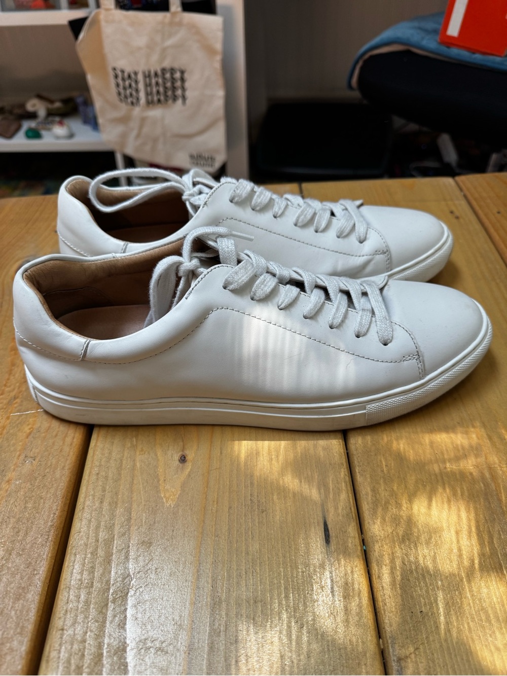 Joseph Abboud, Men's White Leather Low-Top Sneakers, Size 11